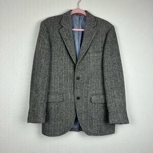 Harris Tweed Gray Herringbone Wool Blazer Sport Coat by Mawest Size Approx 40R